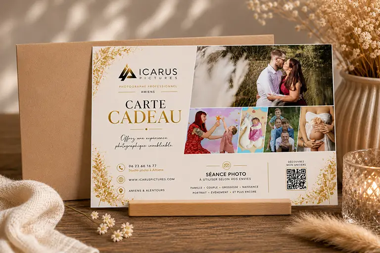 Carte cadeau Icarus Pictures pour offrir une séance photo de couple