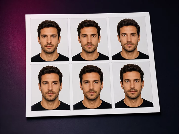 Planche de six portraits pour les photos d’identité au studio à Amiens